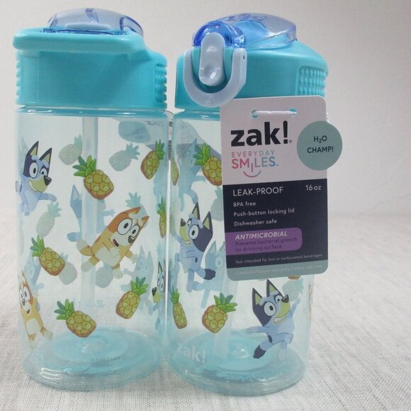 2 x Zak Design Reusable Leakproof Plastic Water Bottle Kids Blue 16‎ fl oz - Picture 3 of 5